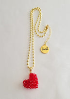 Amor Rouge Necklace in Scarlet Red, handwoven with Miyuki beads by Franchesca Jewels