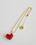 Amor Rouge Necklace in Scarlet Red, handwoven with Miyuki beads by Franchesca Jewels