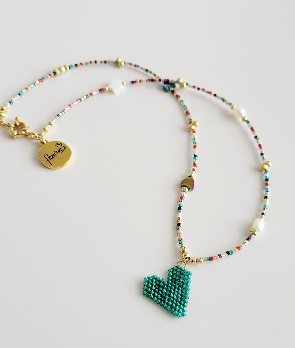 Boho Love Necklace, handwoven with Miyuki beads by Franchesca Jewels