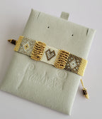 Diamond Heartbeat Bracelet in Coffee Latte, handwoven with Miyuki beads by Franchesca Jewels