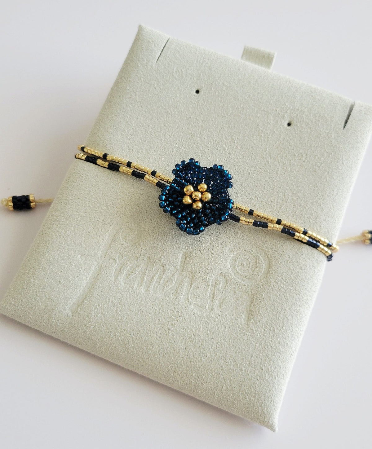 Little Bloom Bracelet in Blue Montana, handwoven with Miyuki beads by Franchesca Jewels
