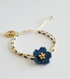 Little Bloom Bracelet in Blue Montana, handwoven with Miyuki beads by Franchesca Jewels