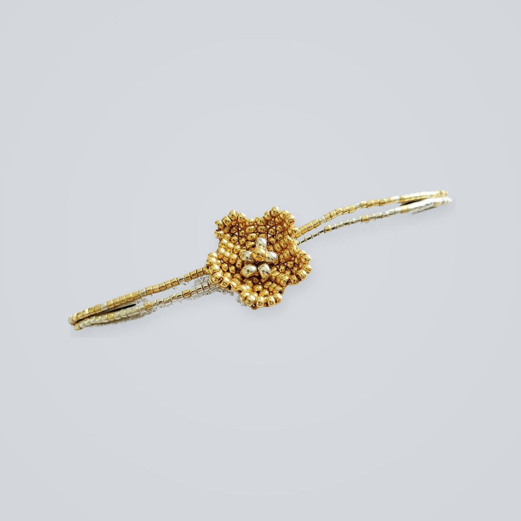 Little Bloom Bracelet in Golden Glow, handwoven with Miyuki beads by Franchesca Jewels