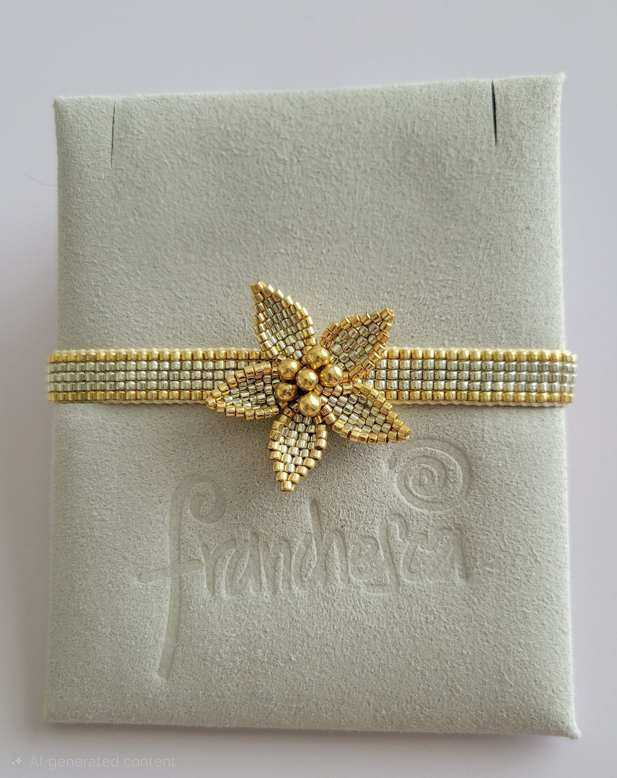 Lonely Flower Bracelet in Silver Gilded, handwoven with Miyuki beads by Franchesca Jewels