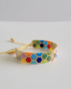 Mosaic Bloom Bracelet, handwoven with Miyuki beads by Franchesca Jewels