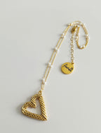 Perfect Heart Necklace in Golden Glow, handwoven with Miyuki beads by Franchesca Jewels