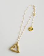 Perfect Heart Necklace in Golden Glow, handwoven with Miyuki beads by Franchesca Jewels