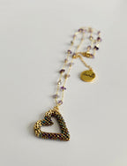 Perfect Heart Necklace in Golden Plum, handwoven with Miyuki beads by Franchesca Jewels