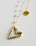 Perfect Heart Necklace in Iridescent Champagne, handwoven with Miyuki beads by Franchesca Jewels