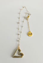 Perfect Heart Necklace in Iridescent Champagne, handwoven with Miyuki beads by Franchesca Jewels