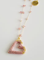 Perfect Heart Necklace in Rose Gold, handwoven with Miyuki beads by Franchesca Jewels