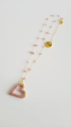 Perfect Heart Necklace in Rose Gold, handwoven with Miyuki beads by Franchesca Jewels