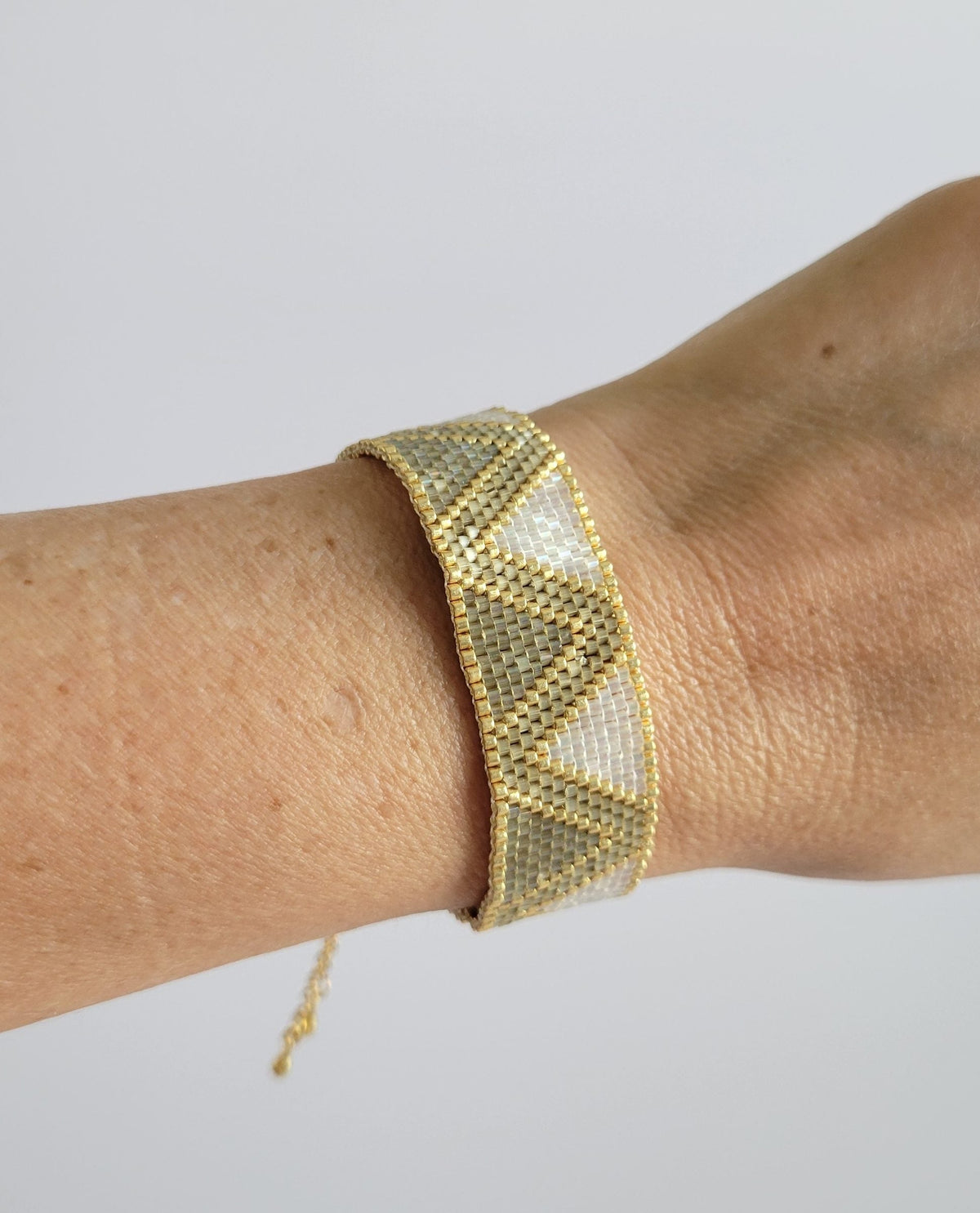 Radiance Allure Bracelet, worn on model – handwoven Miyuki jewelry by Franchesca Jewels