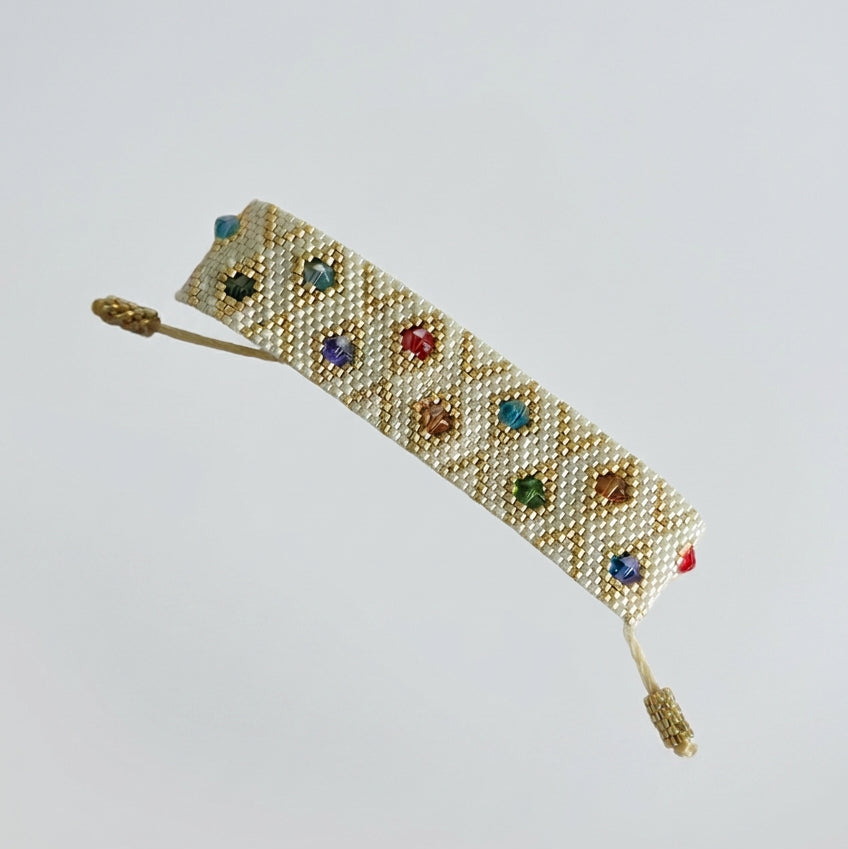 Rainbow Royale Bracelet, handwoven with Miyuki beads by Franchesca Jewels