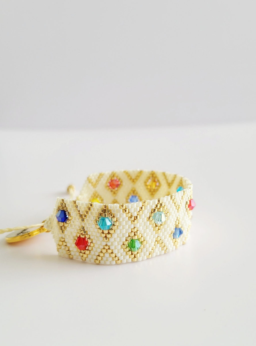 Rainbow Royale Bracelet, handwoven with Miyuki beads by Franchesca Jewels