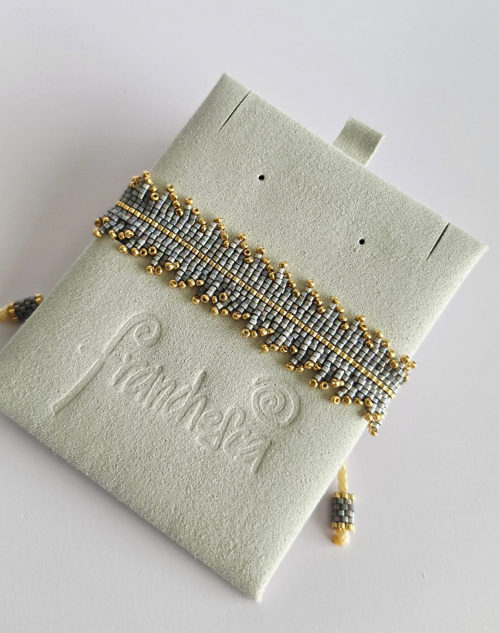 Rhythm Bracelet in Graphite Luxe, handwoven with Miyuki beads by Franchesca Jewels
