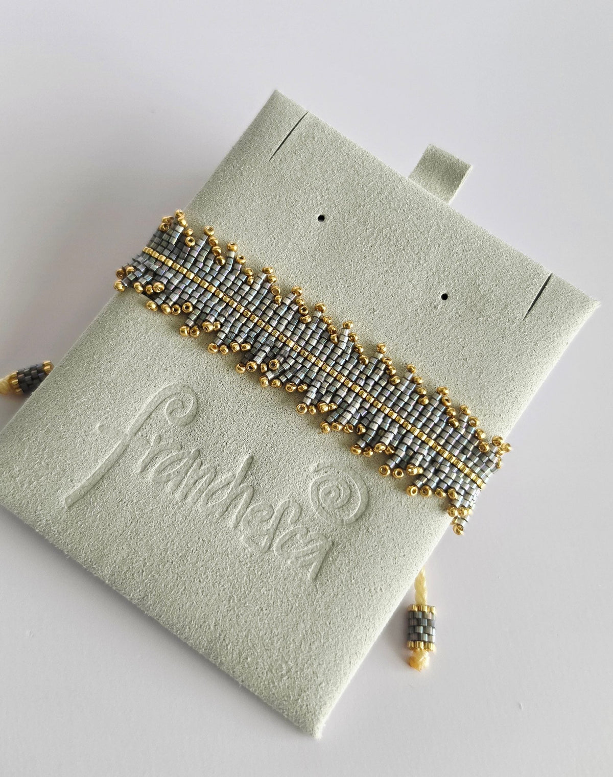 Rhythm Bracelet in Graphite Luxe, handwoven with Miyuki beads by Franchesca Jewels