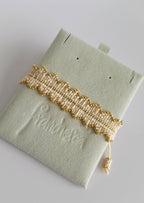 Rhythm Bracelet in Vanilla Beige, handwoven with Miyuki beads by Franchesca Jewels