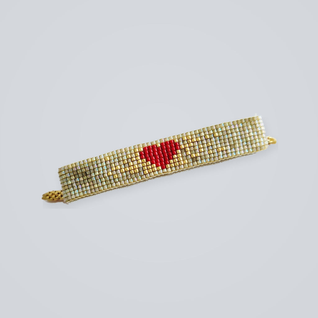 Ruby Heart Bracelet, handwoven with Miyuki beads by Franchesca Jewels