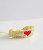 Ruby Heart Bracelet, handwoven with Miyuki beads by Franchesca Jewels
