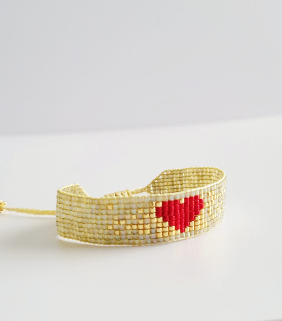 Ruby Heart Bracelet, handwoven with Miyuki beads by Franchesca Jewels