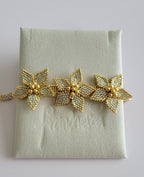 Trois Flowers Bracelet in Silver Gilded, handwoven with Miyuki beads by Franchesca Jewels