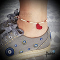 Red Love Anklet | Handmade jewelry by Franchesca Jewels