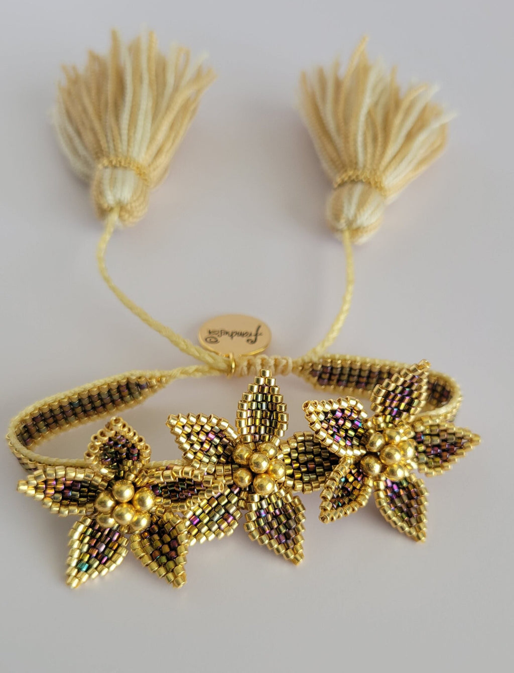 Three Flowers With Tassels Bracelet – Tornasol | Handmade jewelry by Franchesca Jewels